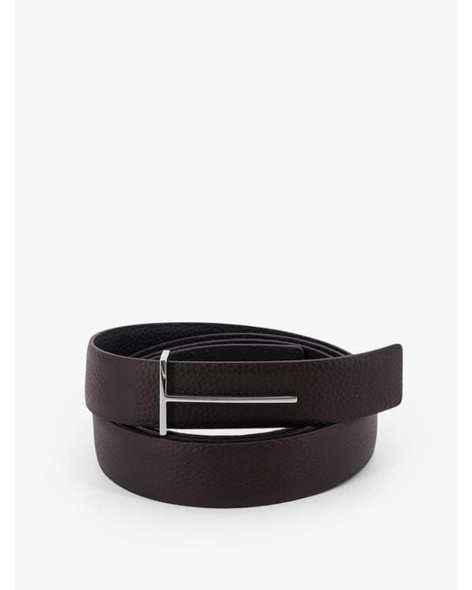 Tom Ford White Hammered Leather Belt for men