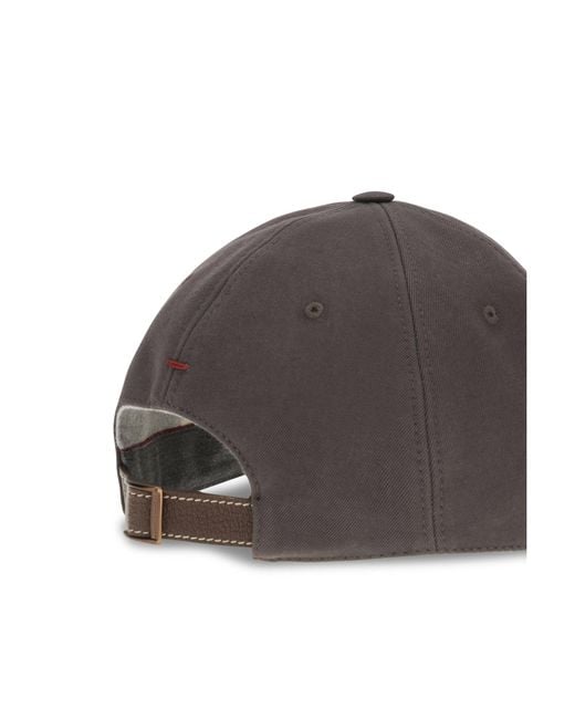 Brunello Cucinelli Brown Logoed Baseball Hat for men