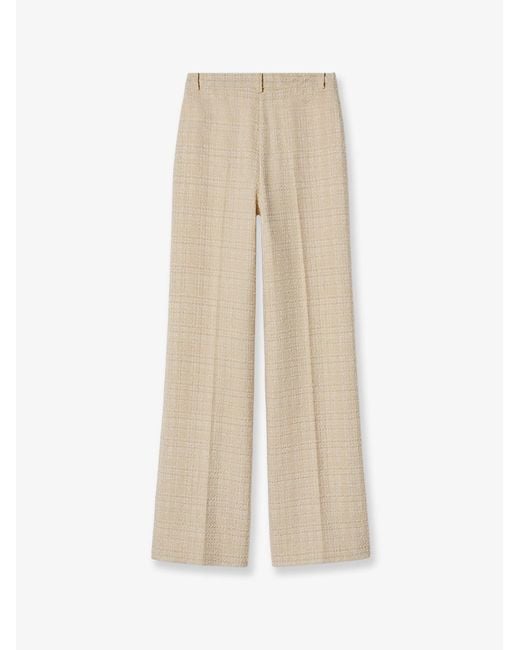 Gucci Natural Cotton Blend Trousers With Checked Pattern