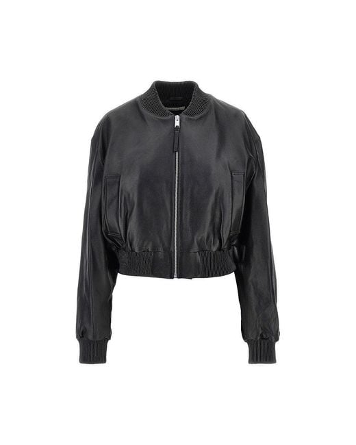 Arma Black Hannan Leather Bomber Jacket