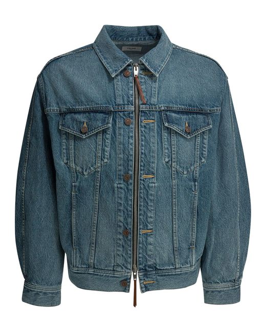 Céline Blue Zippered Denim Jacket Light for men
