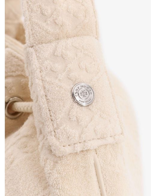 Tory Burch Natural T Monogram Terry Canvas Bucket Bag