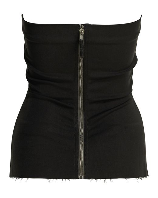 Rick Owens Black Wool Crepe Bustier Top