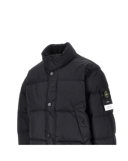 Stone Island Black Garment Dyed Crinkle Reps Ny Down Jacket for men