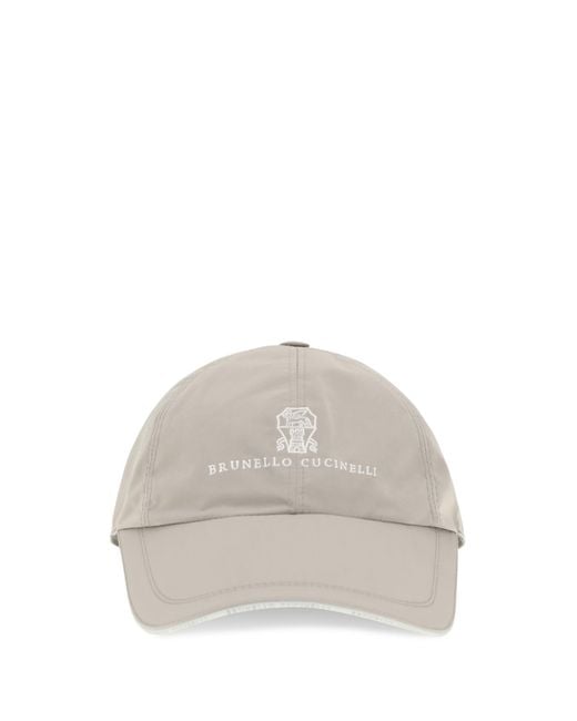 Brunello Cucinelli White Baseball Cap Laminated Nylon for men