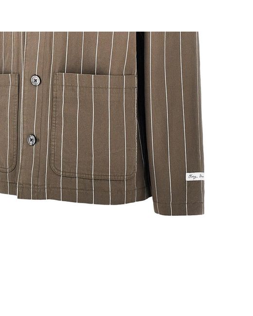 Obey Green 'Locus' Pinstriped Cotton Jacket for men
