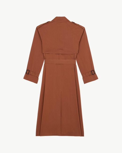Saint Laurent Brown Silk And Cotton Trench Coat
