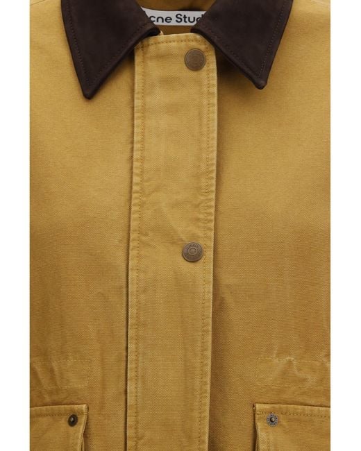 Acne Natural Canvas Jacket With Leather Collar