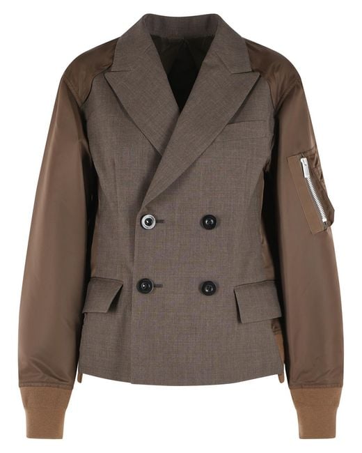 Sacai Brown Wool Blend Blazer