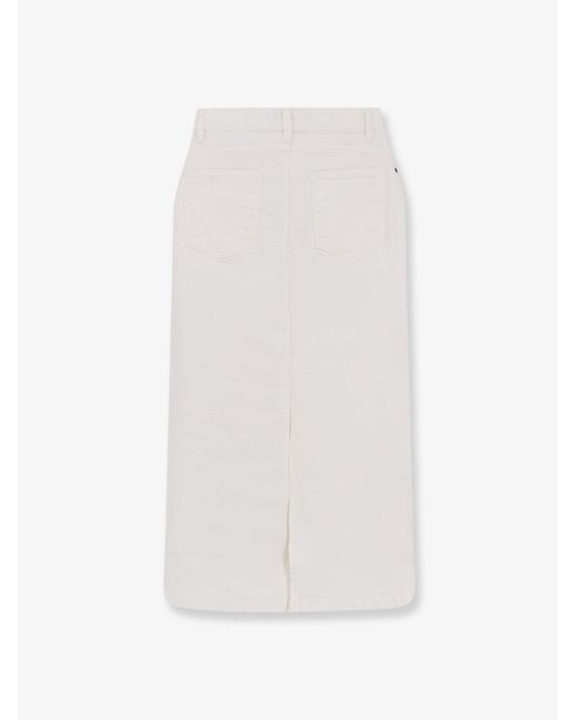 TONYWACK White Cotton Skirt With Rippings Detail