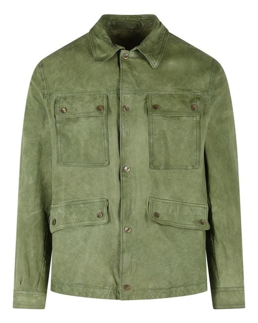 Salvatore Santoro Green Leather Jacket for men