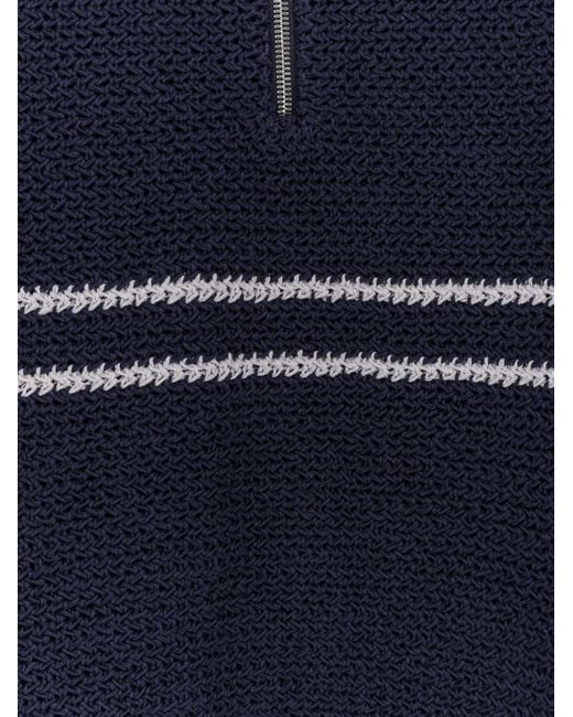 DUNST Blue Sweater Half-Zip Cotton Blend for men