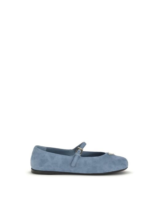 Prada Blue Suede Leather Ballerinas