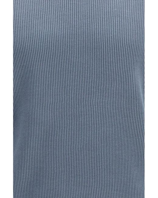 Brunello Cucinelli Blue Cotton Ribbed Polo for men