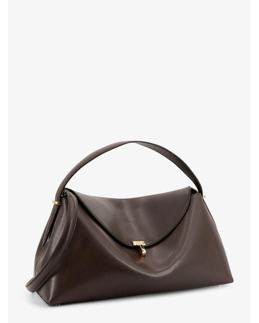 Totême  Brown T-Lock Leather Shoulder Bag