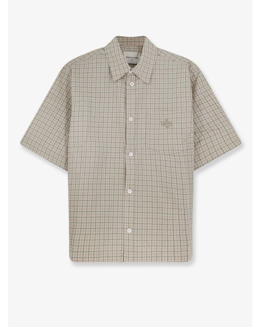 Walk In Paris Gray Shirt Madras Cotton for men