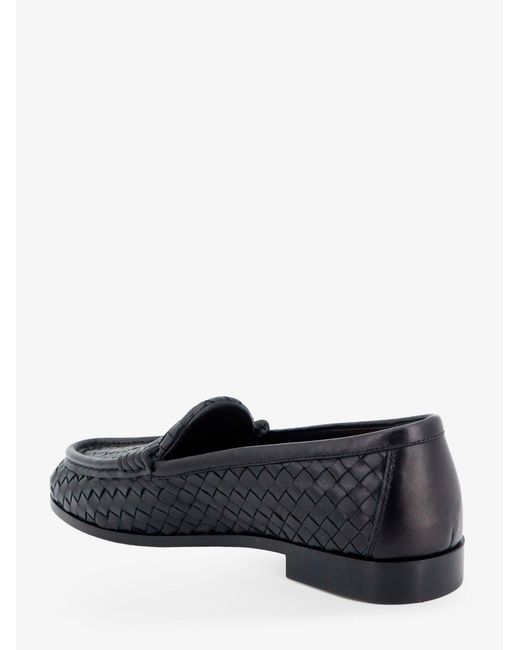 Bottega Veneta White Silenzio Leather Loafers With Intrecciato Motif for men