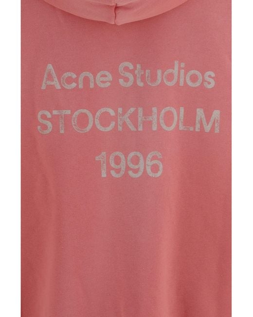 Acne Red Cotton Hoodie for men