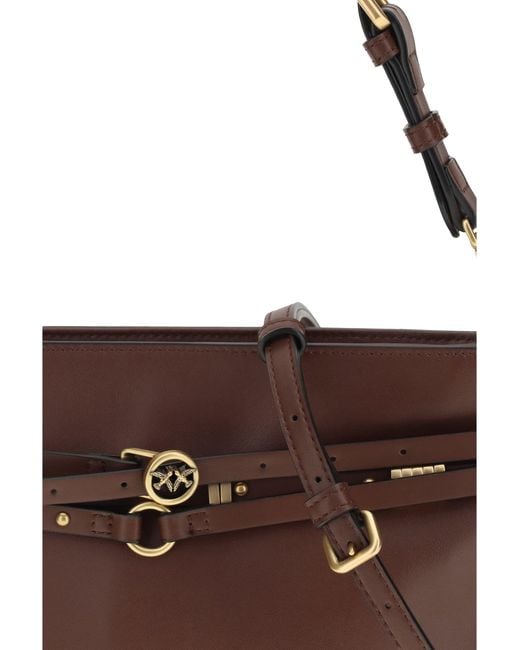 Pinko Brown Shoulder Bag Burgundy Leather