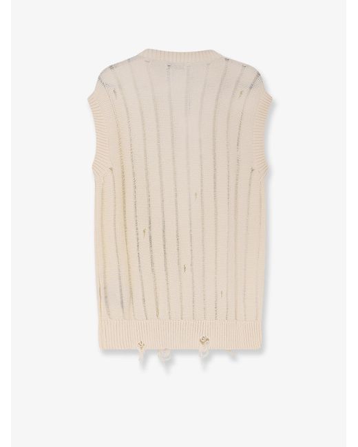 Laneus White Destroyed Effect Cotton Vest for men