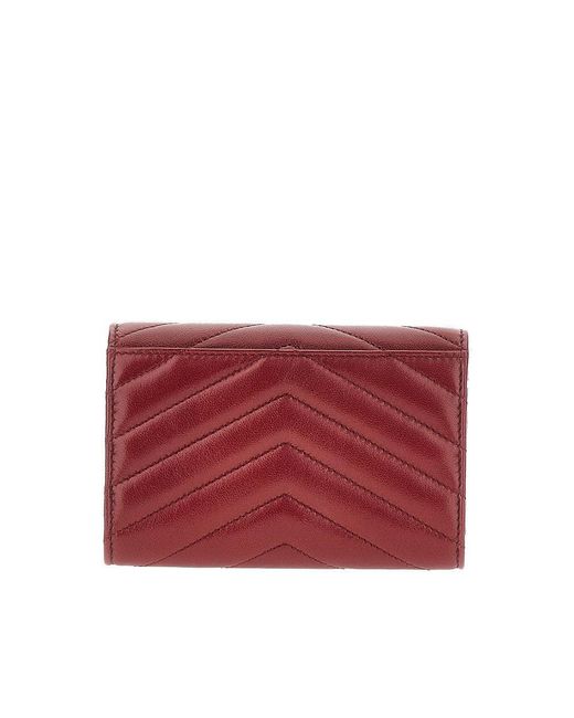 Saint Laurent Red Quilted Nappa Leather 'Cassandre' Wallet