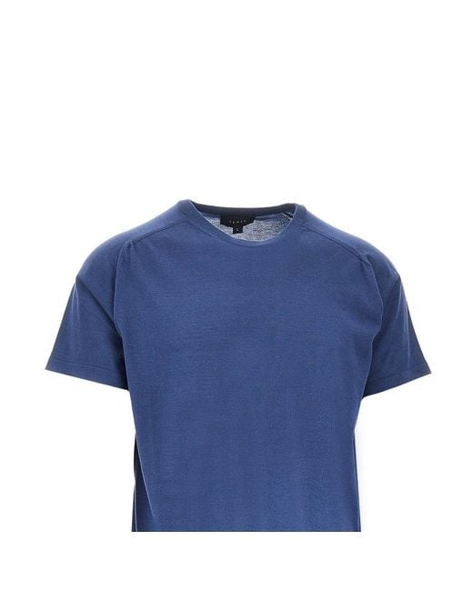 Sease Blue Cotton Knit T-Shirt for men