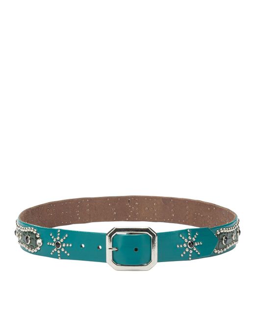 GALLERY DEPT. Green Leather Belt With Decorations for men