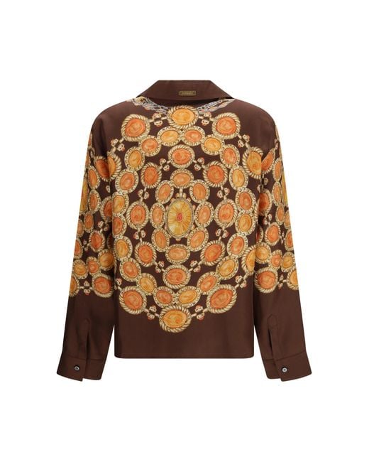 Versace Brown Chain Print Buttoned Shirt