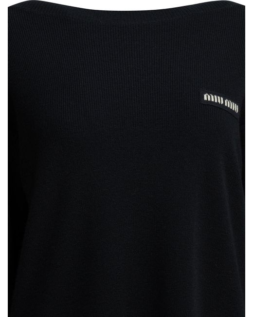Miu Miu Black Logo Boat Sweater