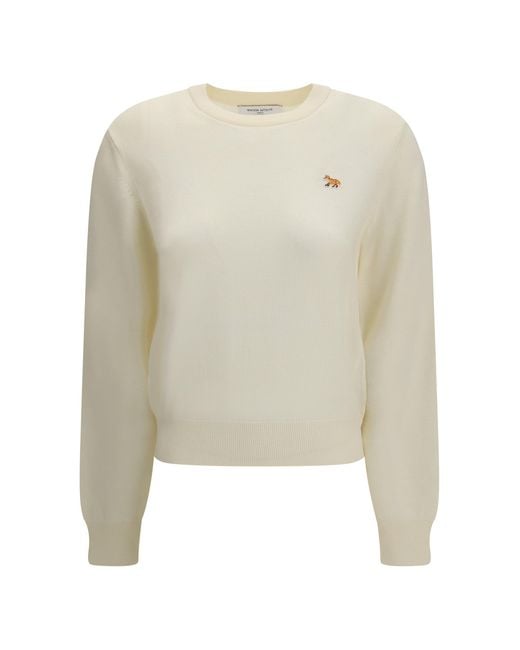 Women's White Jumper Baby Fox Merino