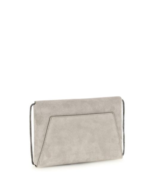 Brunello Cucinelli Gray Bc Duo Suede Clutch Bag