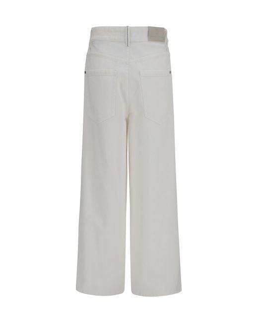 Brunello Cucinelli Gray High-Rise Palazzo Jeans Panama