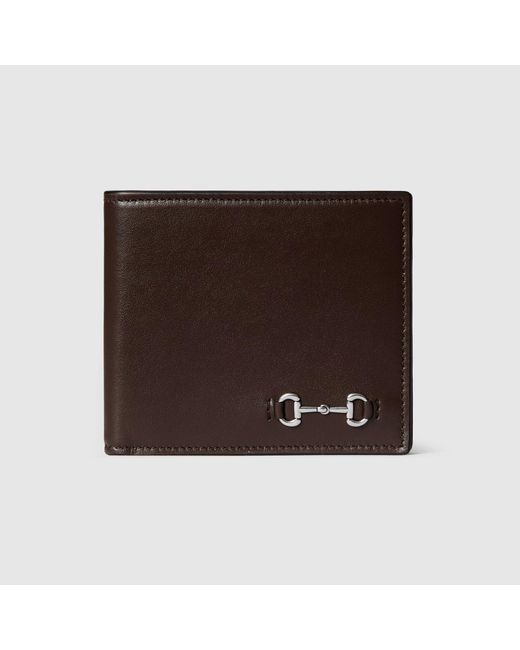 Gucci Brown Leather Wallet With Horsebit for men