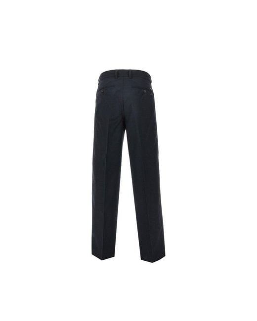Emporio Armani Black Micro-Textured Light Wool Pants for men