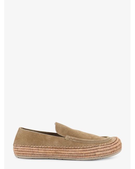 Loewe White Rio Suede And Raffia Loafers for men