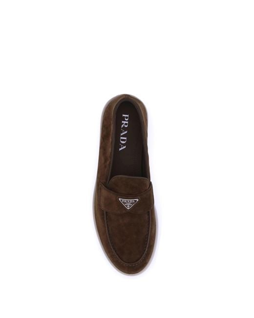 Prada Brown Suede Loafers for men
