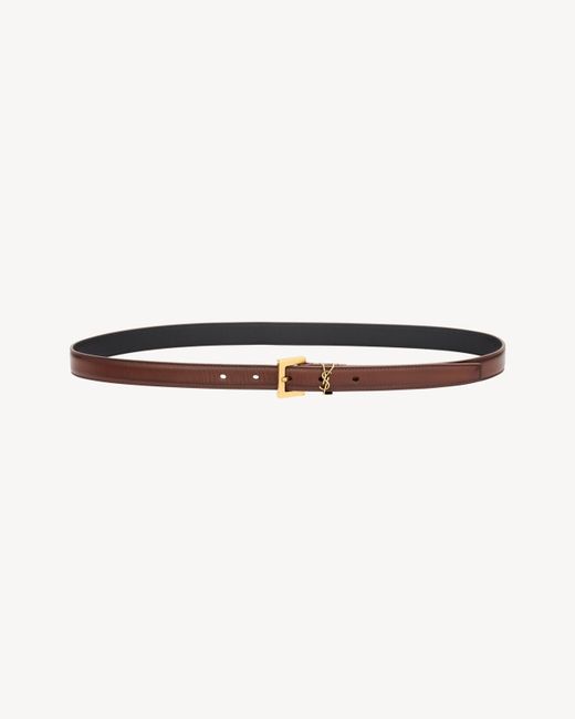 Saint Laurent Brown Cassandre Leather Belt