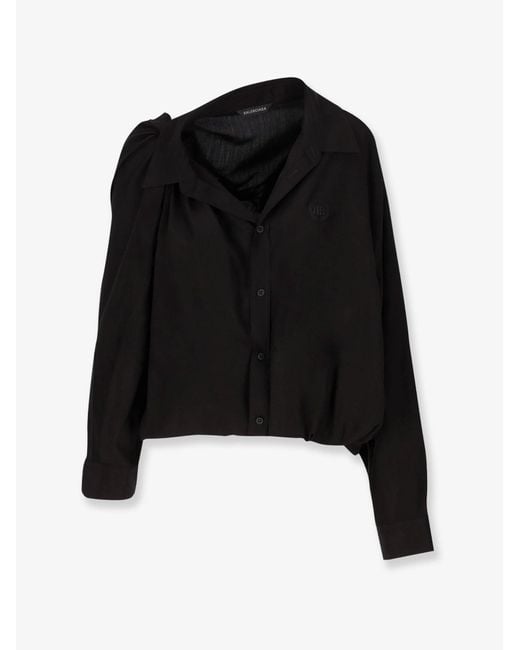 Balenciaga Black One Shoulder Lyocell Shirt