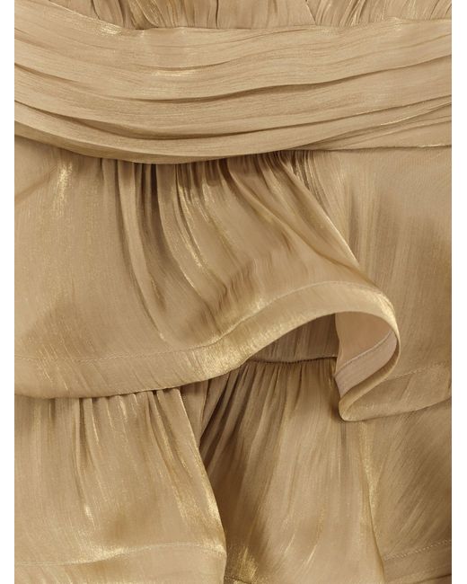 ACTUALEE Metallic Long Flounced Dress