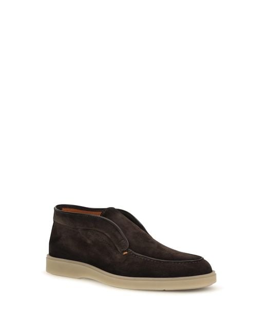 Santoni Black Digits Suede Loafers for men