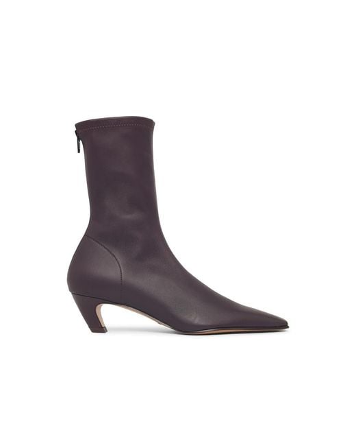 Khaite Purple Arizona Leather Ankle Boots