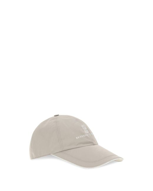 Brunello Cucinelli White Baseball Cap Laminated Nylon for men