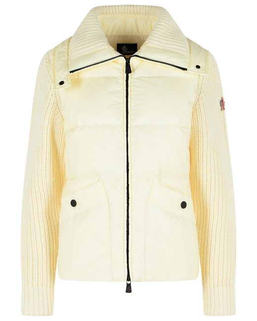 Women's Natural Padded Wool Cardigan With Ivory Zip