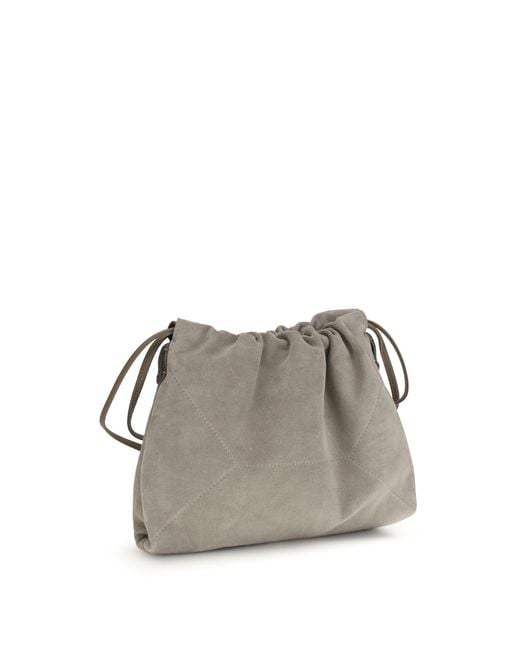 Brunello Cucinelli Gray Suede Pouch Ice