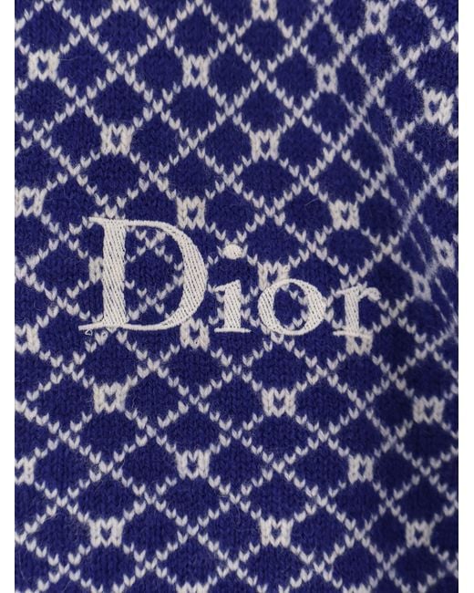 Dior Blue Dior Wool Sweater With Bicolor Pattern for men