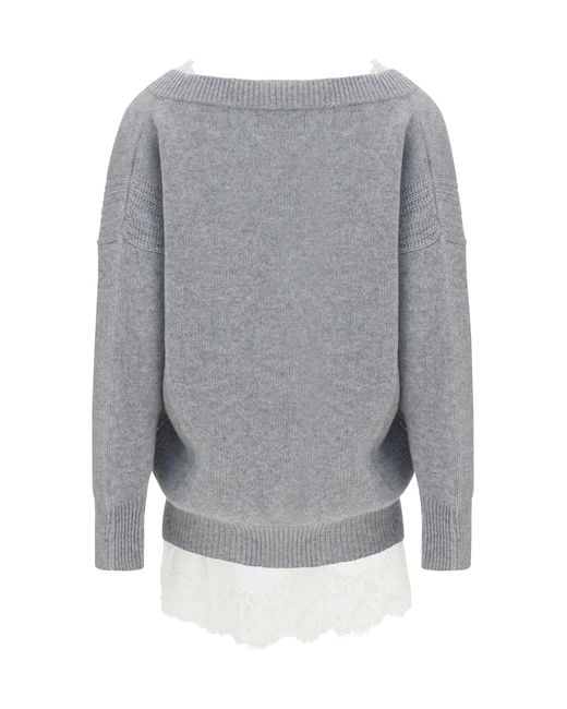 Ermanno Scervino Gray Knit Dress With Slip