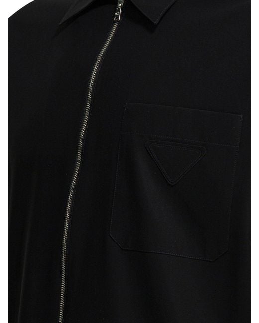 Prada Blue Zippered Casual Shirt for men