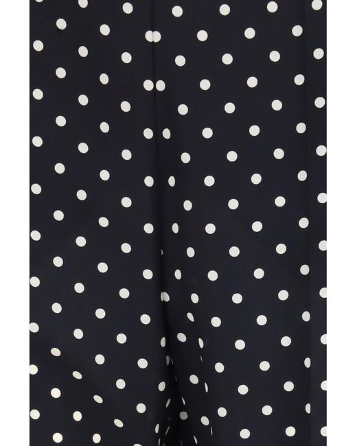Valentino Blue Pants Polka-Dot Crêpe De Chine Silk