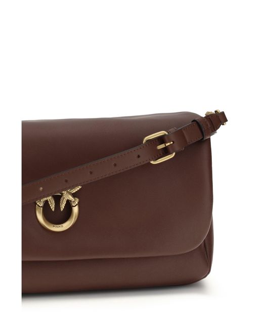 Pinko Brown Shoulder Bag Baguette Soft Burgundy Calf Leather