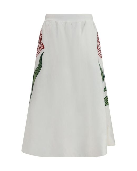 Farm Rio Gray Floral Embroidered Skirt Off